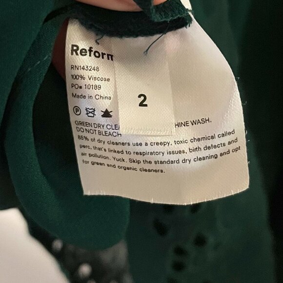 Like New Reformation Libbie Dress in Emerald Green, Size 2 - Picture 10 of 10